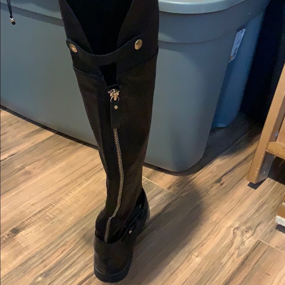 Black Faux Leather Over the Knee Boots - Picture 5 of 5